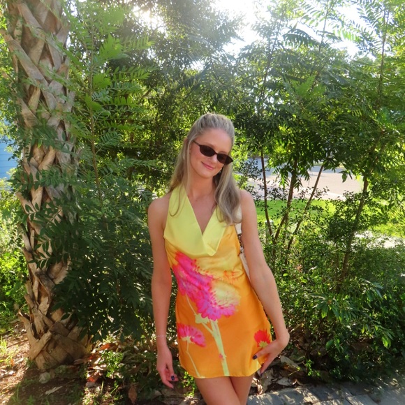 Peppermayo Yellow and Orange Floral Mini Dress - Picture 2 of 3